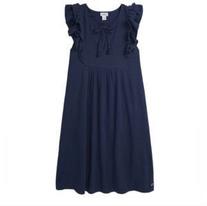 Vineyard Vines Navy Ruffle Sleeve Tie-Front Dress Sz XS